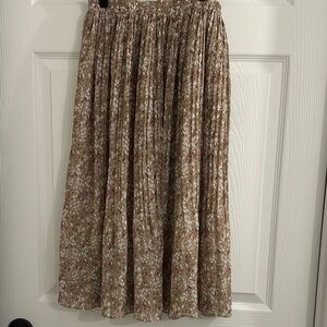 Floral Brown Midi Skirt